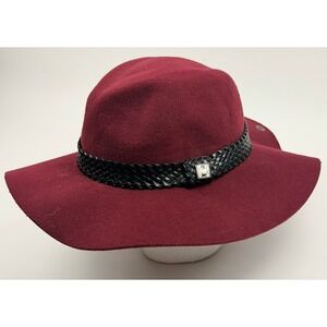 Peter‎ Grimm Burgundy Wide Brim Felt Fedora Hat One Size